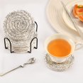 thumbnail image 5 of Haosy Set of 6 Drink Woven Coaster with Holder Heat Resistant Non-Slip Bar Coasters 4 Inches Lines Roses, 5 of 7