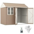 thumbnail image 3 of Outsunny 8' x 6' Outdoor Storage Shed, Extra Large Metal Garden Shed with Lockable Doors, Cottage Style 4-Pane Window & Vents, Brown, 3 of 10