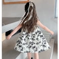 thumbnail image 5 of XUELUO Baby Girls Dresses Spaghetti Strap Black-White Floral Print Flared Skirts Summer Outings Casual Cool Chic Dress, 5 of 8