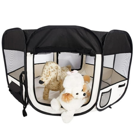 HOBBYZOO 45" Folding Pet Dog Cat Tent Playpen Exercise Play Pen Soft Fence Cage Ken Black