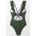 thumbnail image 4 of Women's V Neck One Piece Swimsuit Ruffled Lace Up Swimwear, 4 of 7
