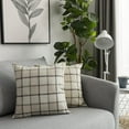 thumbnail image 1 of UGASA Home Decorative Square Throw Pillow Cases Classic Retro Checkered Plaids Cotton Linen Cushion Cover with Invisible Zipper Closure for Sofa, 18 x 18 Inch (45 x 45cm), Set of 2, Natural + Beige, 1 of 7
