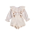thumbnail image 1 of Xingqing Children's Two Piece Set Girl's Ruffled Sleeve Shirt Printing Solid Overalls, 1 of 9