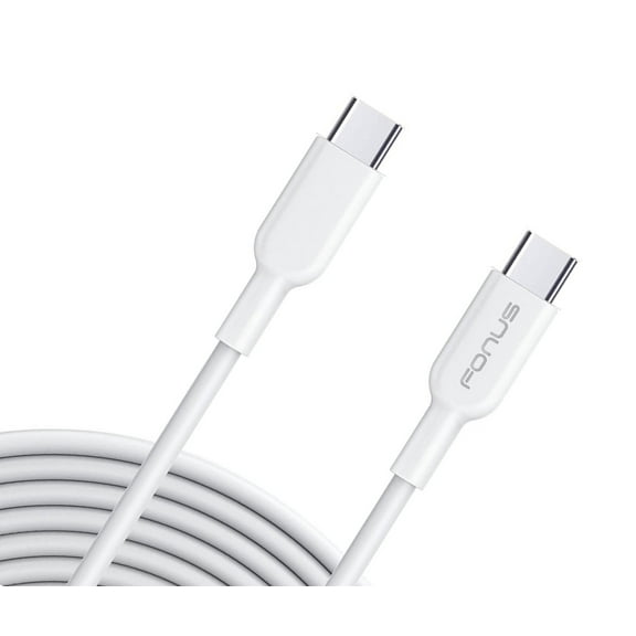 6ft Long USB-C Cable for Galaxy S21 FE 5G - Fast Charger Cord Power Wire Type-C to Type-C Data Sync White Compatible With Samsung Galaxy S21 FE 5G