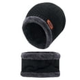thumbnail image 1 of Men's Winter Warm Solid Color Plus Velvet Thick Hat Scarf Neck Two Piece Set Hat, 1 of 4