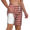 thumbnail image 2 of Kdxio Red And Brown Squares Print Men'S Swim Trunks With Compression Liner 7 Inch Inseam Quick Dry Swim Shorts, 2 of 7