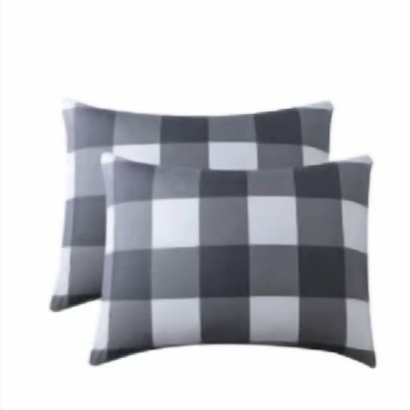1997 - Plaid Pillow Cases, 100% Washed Cotton, Buffalo Check Gingham Checkered Farmhouse, Set of 2 Pillowcases Pillow Shams Covers, Black White, Standard Size 20x26 Inches