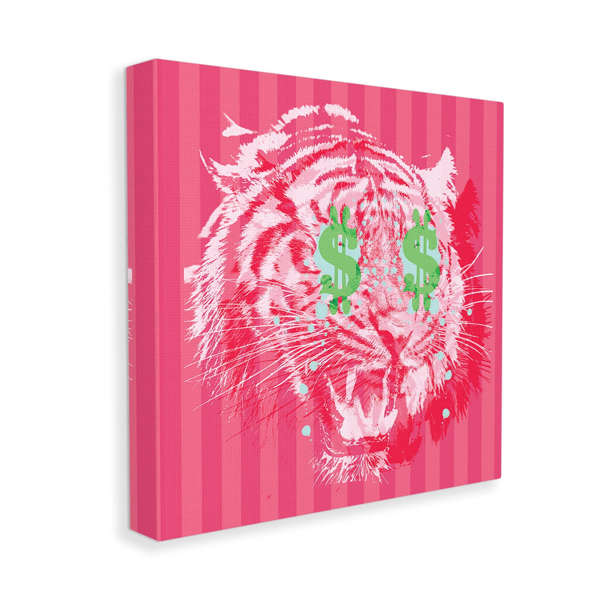 Stupell Industries Tiger with Dollar Symbol Animals & Insects Painting Gallery Wrapped Canvas Art Print Wall Art, 30 x 30