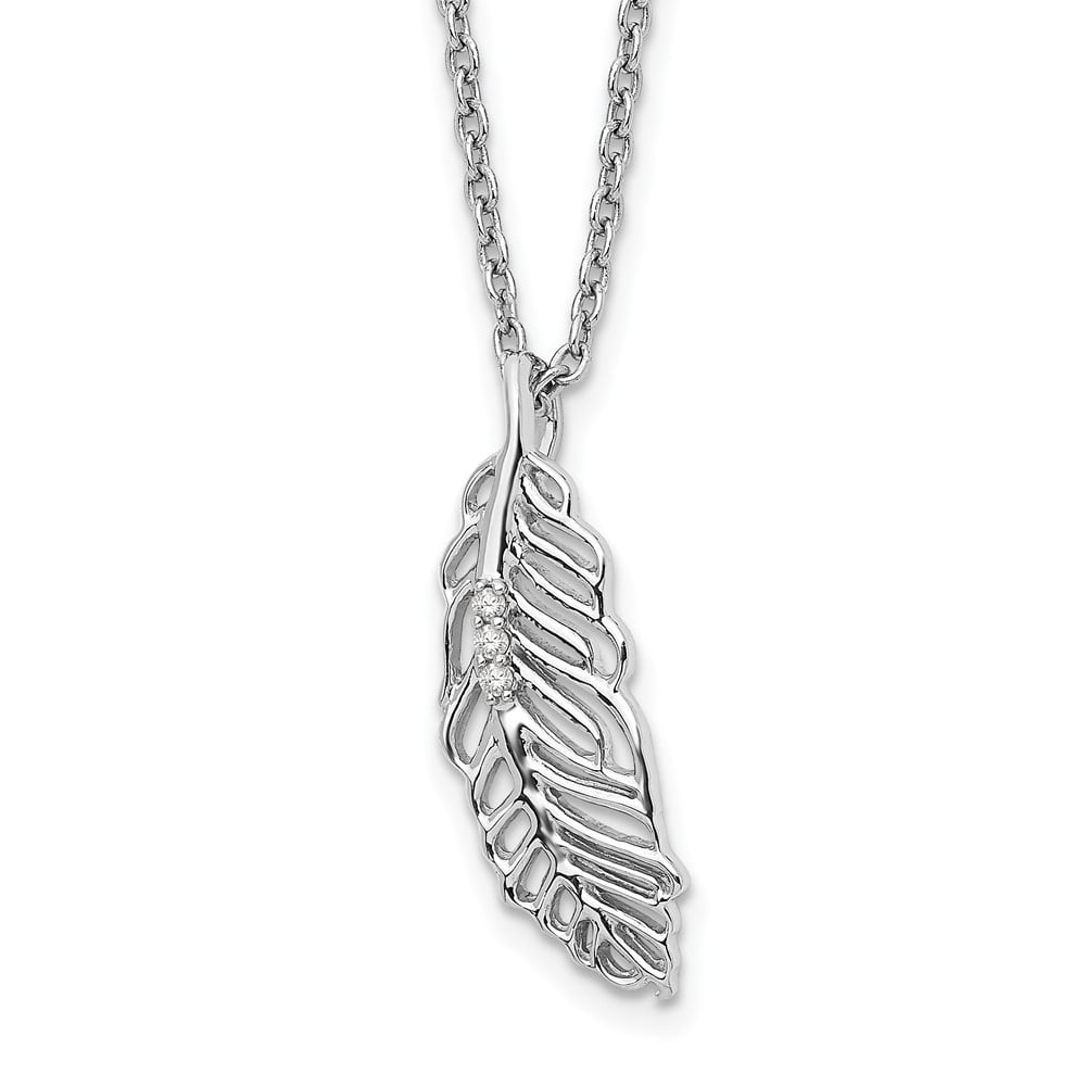 Sterling Silver Feather Charm Pendant Necklace - Diamond Cut Sterling –  Jewellery Inspired