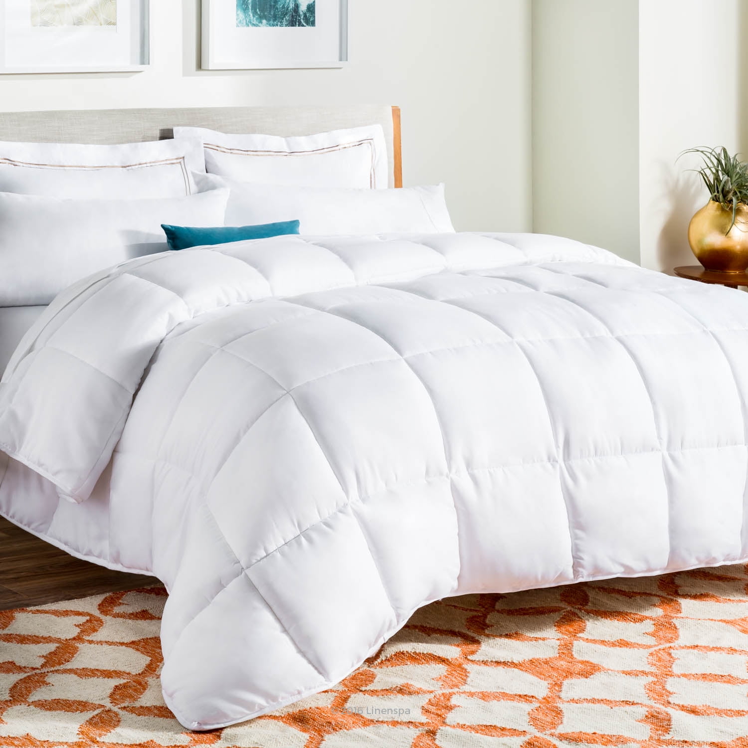 Linenspa All-Season Down Alternative Comforter, White, Cal King