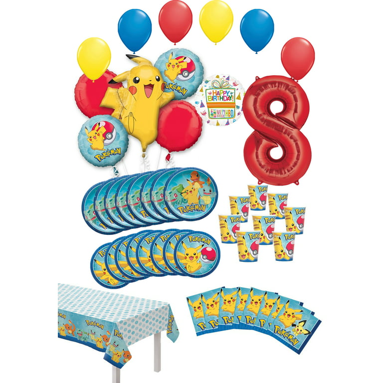Pokemon 8th Birthday Party Supplies and 8 Guest 54pc Balloon and