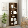 thumbnail image 2 of Furinno Jaya 5-Tier Book Shelf with Adjustable Shelves, Rustic Brown Bookshelf, Bookcase, 9.5 x 24.5 x 71.2, for Living Room, Bedroom, Home Office, Amber Oak, 2 of 5