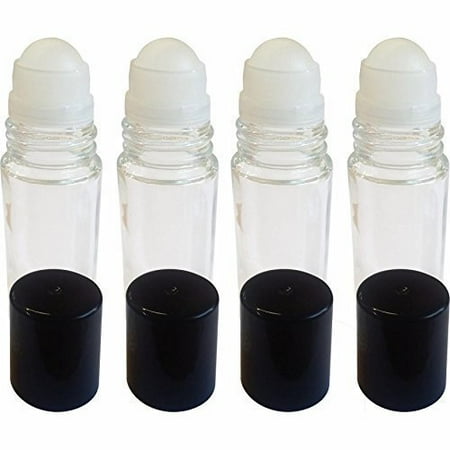 Roll On Bottle - 4 Pack of Roll On Empty Glass Bottles for Essential Oils - Refillable Roller Color Roll On - Bulk - 30 ml 1 oz Pack of 4 -Clear Color