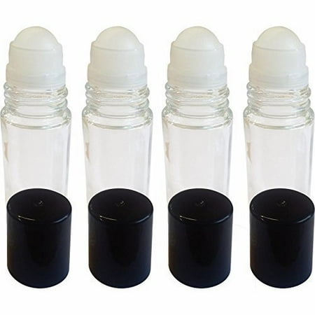 4 Pack of Roll On Empty Glass Bottles for Essential Oils - Refillable Roller Color Roll On - Bulk - 30 ml 1 oz Pack of 4 -Clear Color