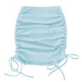 thumbnail image 1 of Falda corta de tubo de color puro ajustada elástica fruncida con cordón lateral acanalado para mujer Azul claro M, 1 of 8
