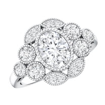 Rosec Jewels Lab Created Diamond Engagement Ring - Statement Ring - 6X8 mm - 1 Carat - EF-VS Grade, 10K White Gold, US 4.00