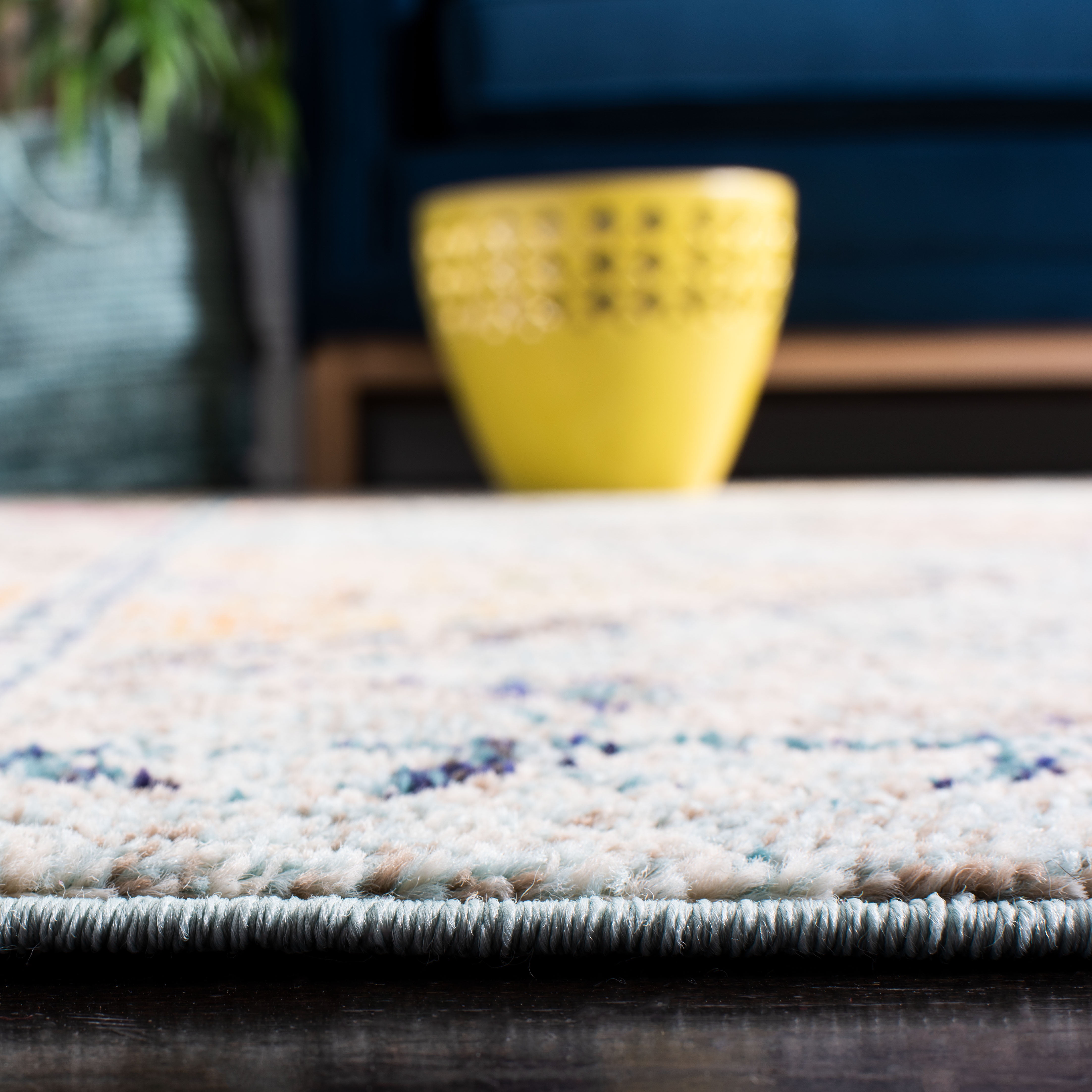 SAFAVIEH Madison Lanford Vintage Geometric Runner Rug, Blue/Yellow, 2'2" x 10'