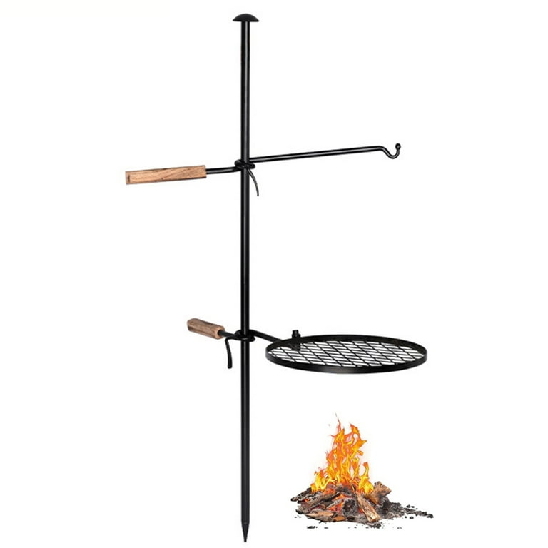 VEVOR Campfire Grill Grate,Double Layer Fire Pit Grill Grate Over Fire Pit, Three Section Height Adjustable Grill Grate, Steel Mesh Cooking Grate