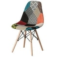 thumbnail image 1 of Modern Fabric Patchwork Chair with Wooden Legs for Kitchen, Dining Room, Entryway, Living Room, Single, 1 of 7