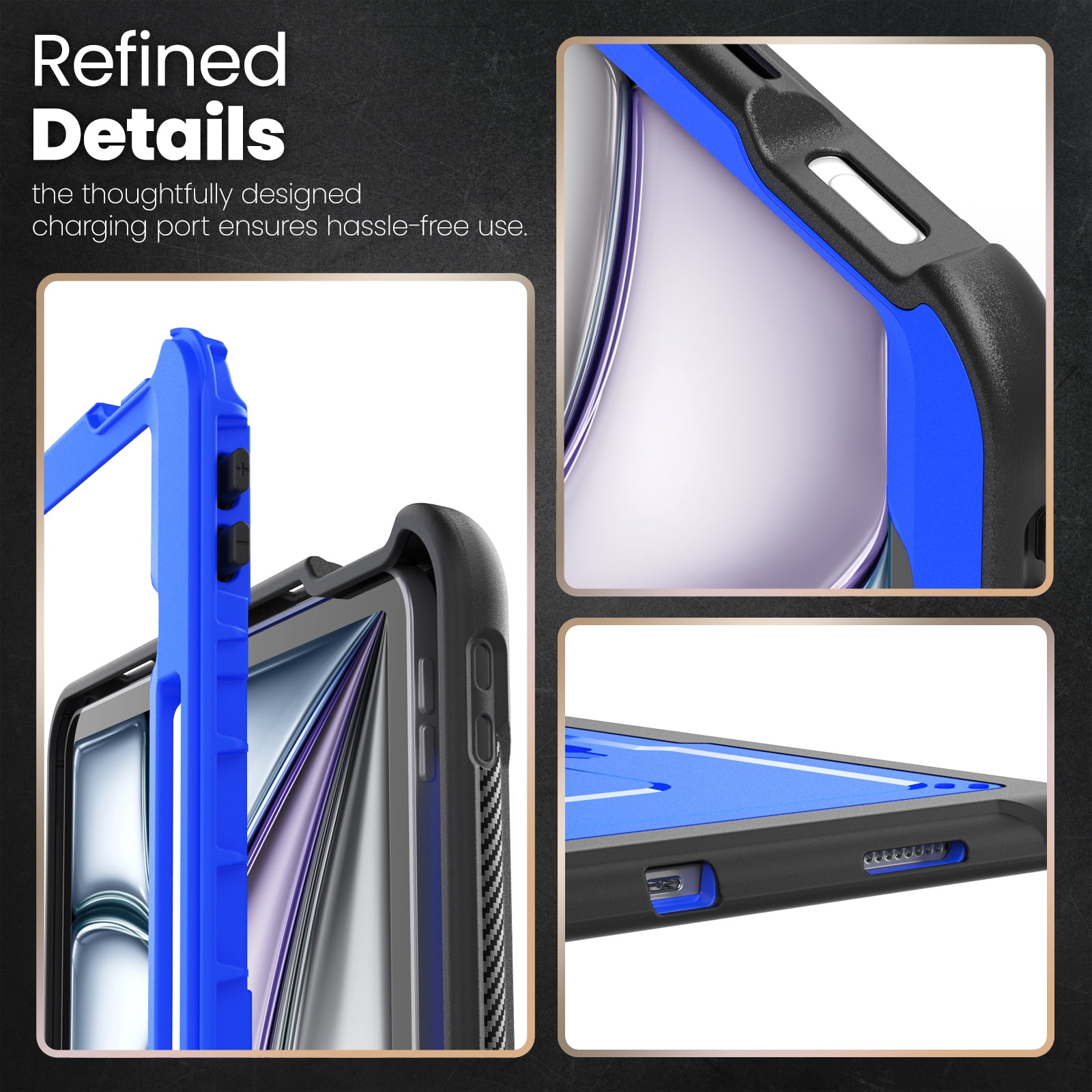 Allytechgroup Case for Apple iPad Air 13 Inch M3 2025 with Pencil Holder/ Support Pencil 2nd & Magnetic Attachment Wireless Charging Kickstand Hard PC + Soft TPU Shockproof Stand Rugged Cover, Blue