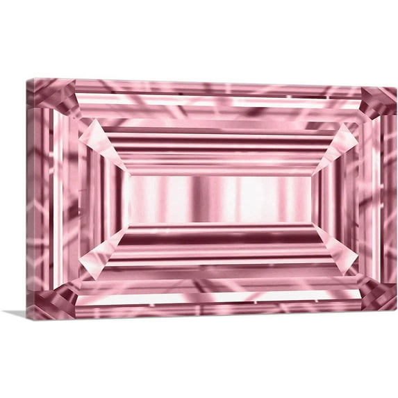 ARTCANVAS Pink Emerald Cut Diamond Jewel Canvas Art Print - Size: 40" x 26" (0.75" Deep)