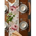 thumbnail image 2 of ERUNPONLY Pink White Spring Floral Table Runner - 36 Inch Long Vintage Flowers Watercolor Cotton and Linen Blended Dress Scarves Farmhouse Table Runner for Kitchen Dining, Coffee Table, 13"x36", 2 of 8