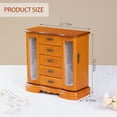 thumbnail image 3 of Stufurhome Wooden Jewelry Box with Mirror and 12 Hooks, Brown Jewelry Box for Woman with Velvet Lining, 3 of 9