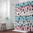 thumbnail image 5 of Paw Print Fabric Shower Curtain Animal Pink Blue Wood Grain Washable Shower Curtains for Bathroom, Waterproof Bath Curtain with Hooks Home Decor 72x72in, 5 of 8