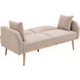 thumbnail image 6 of Accent Sofa, Convertible Loveseat Sofa Couch with 5 Rose Gold Metal Feet and 2 Pillows, Velvet Sleeper Sofa for Living Room Bedroom Apartment, Beige, 6 of 8