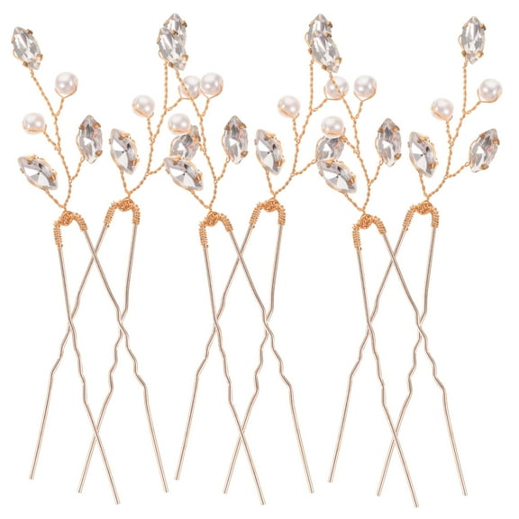 Luxshiny 6Pcs Rhinestone Hair Clips Golden Wedding Hair Accessory for Brides and Bridesmaids