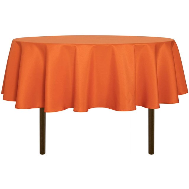 LAICAIW Round Tablecloth-80 Inch-Water Resistant Spill Proof Washable Polyester Table Cloth Decorative Fabric Table Cover for Dining Table, Buffet Parties and Camping, Orange