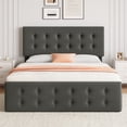 thumbnail image 2 of Full Size Platform Bed Frame with 4 Storage Drawers & Headboard,Faux Leather or Linen, Button Tufted Platform, Strong Wooden Slats,No Box Spring Needed, 2 of 15