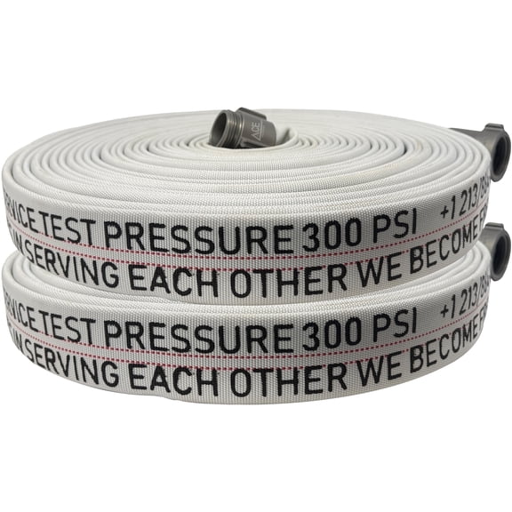Ace Fire Defense .02 -1.5” Nitrile Lined Attack Fire Hose - 75ft x 1.5 Inch, 600 PSI Service / 900 PSI Burst, NH/NST Aluminum Couplings, Wildfire Defense, USA Shipped, Engineered in USA