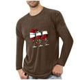 thumbnail image 2 of VgaVtl Long Sleeve T-Shirt for Men Christmas Brown Mens Plus Size Shirts Graphic Loose Holiday Workout Casual Shirts,XXL, 2 of 4