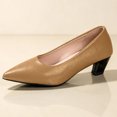 thumbnail image 4 of Women’s Pointed Toe Low Kitten Heel Pumps, Soft Faux Leather Slip‑On Dress Shoes, Comfortable Non‑Slip Office Casual Formal Footwear, 4 of 9