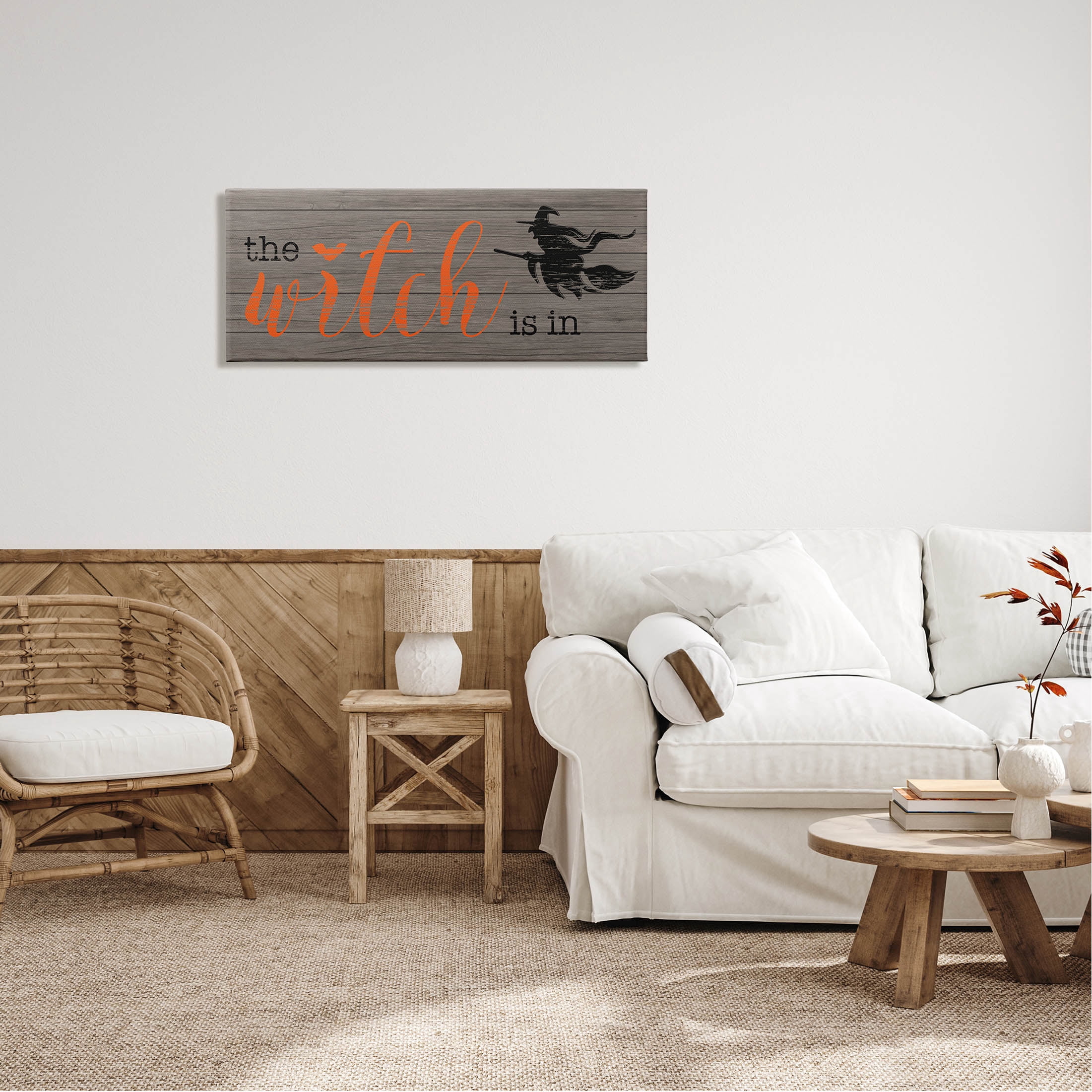 Stupell Industries The Witch Is In Halloween Sign Graphic Art Gallery Wrapped Canvas Print Wall Art, Design by CAD Designs