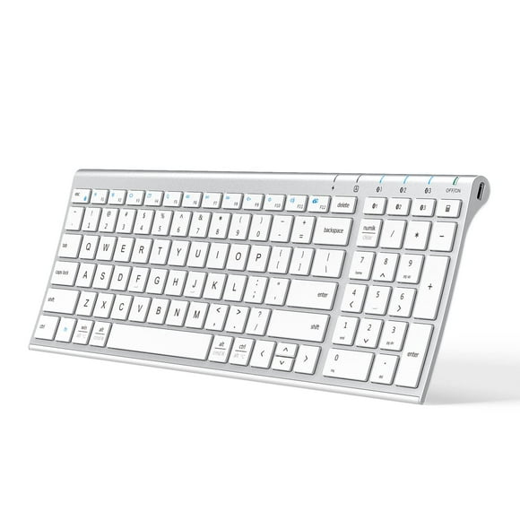 iClever BK10 Bluetooth Keyboard, Multi Device Keyboard Rechargeable Bluetooth 5.1 with Number Pad Ergonomic Design Full Size Stable Connection Keyboard for iPad, iPhone, Mac, iOS