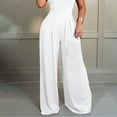 thumbnail image 3 of QUYUON Palazzo Pants for Women Clearance High Waist Casual Wide Leg Long Palazzo Pants Trousers Regular Size Work Pants Women Full Length Pant Leg Activewear Style P10681 White XL, 3 of 3