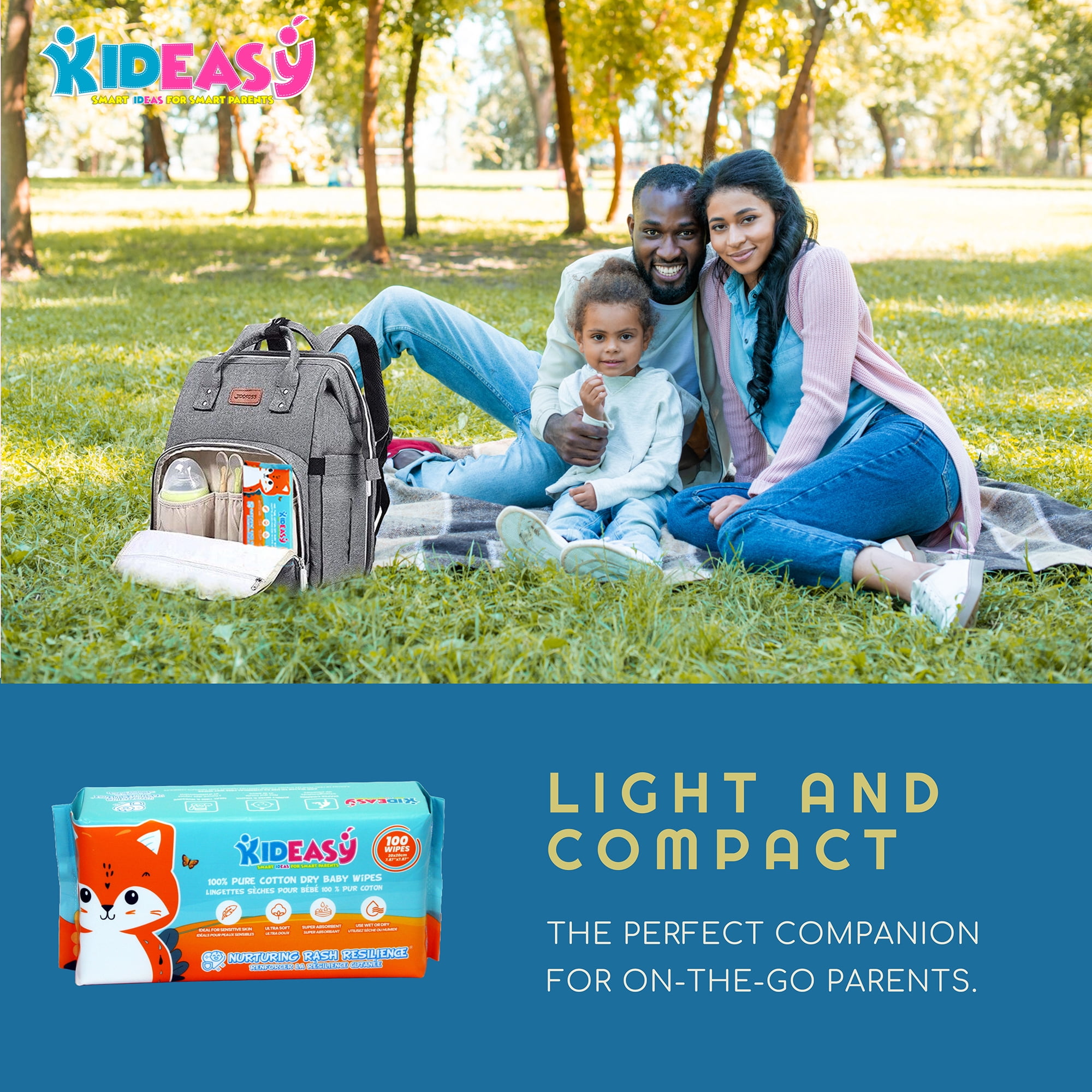 KidEasy Lingettes Bébé Sèches – 100 % Coton – 4 Paquets – 400 Lingettes