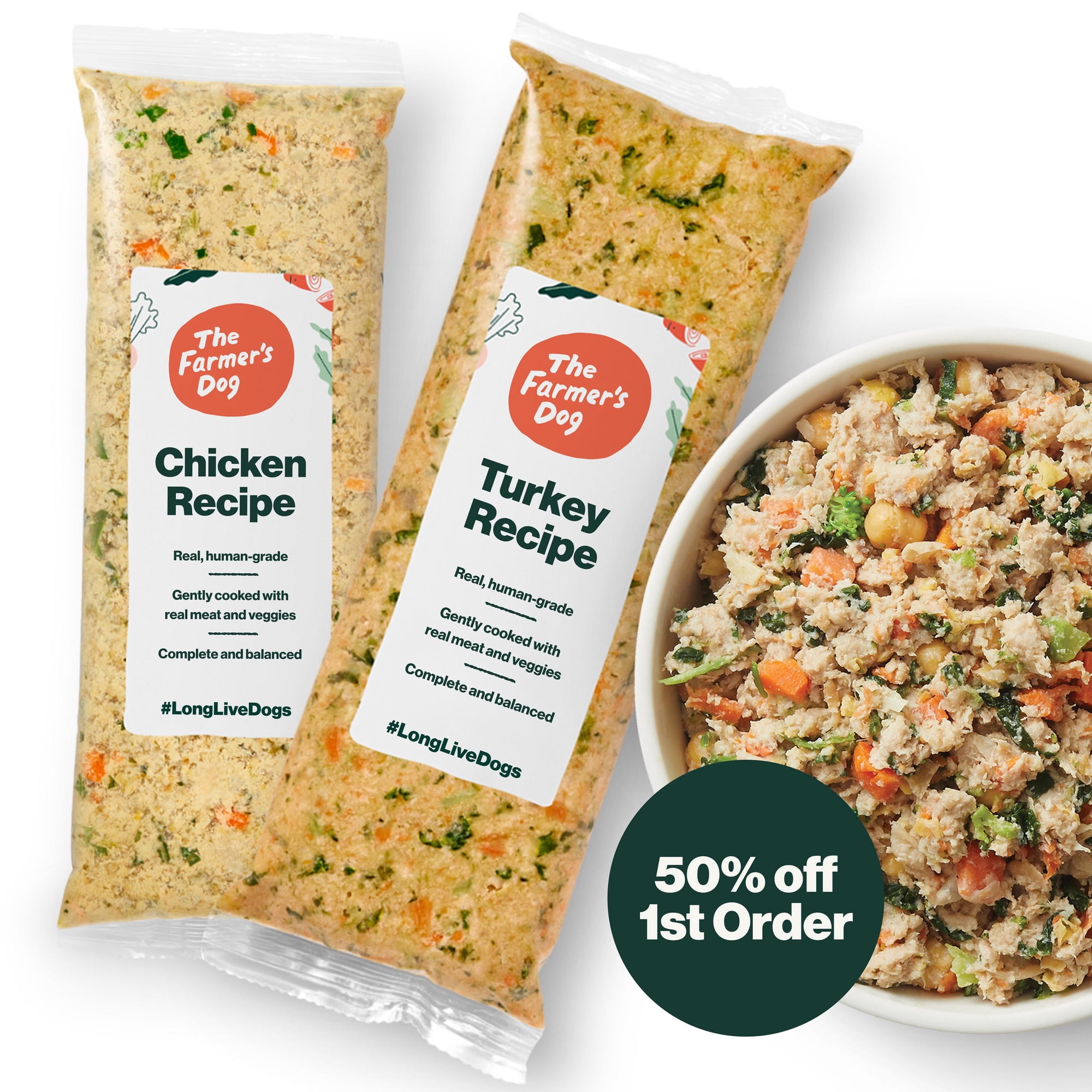 The Farmer’s Dog Fresh Human-Grade Dog Food, Grain-Free Set: Chicken & Turkey, Personalized Meal Plan Subscription for all Breeds & Sizes