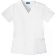 Simply Basic White V Neck Scrub Top
