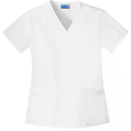 Simply Basic White V Neck Scrub Top