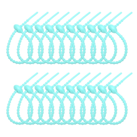 Uxcell 8 Inch Silicone Cable Ties, 20pcs Rubber Reusable Twist Zip Ties Organizer for Home Office Kitchen Food bags Wires Adjustable Bag Clip, Water Blue