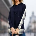 thumbnail image 5 of Mrat Womens Lightweight Hoodies Zip up Women's Trendy Plaid Patchwork Hoodie Pullover Tops Soft Sweatshirts for Women S-7 Blue S, 5 of 8