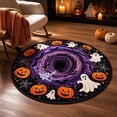 thumbnail image 5 of 3d Halloween Rugs Optical Illusion Rug Round Skeleton Vortex Design, 3d Haunted Staircase Round Rug Series, Non Slip Polyester Floor Mat, Entryway Decor, Black, 1 Pack, 5 of 7