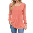 thumbnail image 2 of Dxzfnsa Women's Casual Solid Color Round Neck And A Loose Long-sleeved T-shirt. Women Clothing Pink-L, 2 of 9