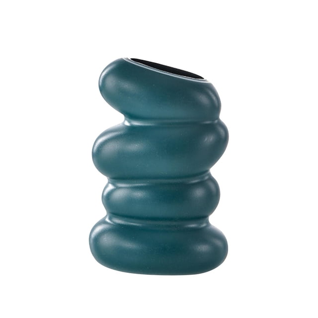 Vase Flower Pot Spiral Shape Flower Arrangement Container Decorative Dark Green