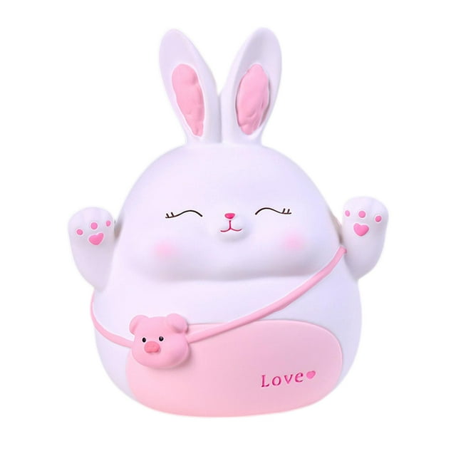 GROWTH TANK Rabbit Banque d'Argent Statue de Lapin Animal Conteneur Ornement Figurines Boîte d'Économies Étui Blanc m