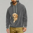 thumbnail image 2 of FAVIPT Mens Pet Carrier Hoodie Corduroy Kangaroo Pouch Oversized Sweatshirt Long Sleeve Pet Carrier Pullover 2026 Gray,XL, 2 of 8