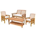 thumbnail image 1 of 4-Piece Acacia Solid Wood Outdoor Patio Conversation Set with Cushions - Brown, 1 of 6